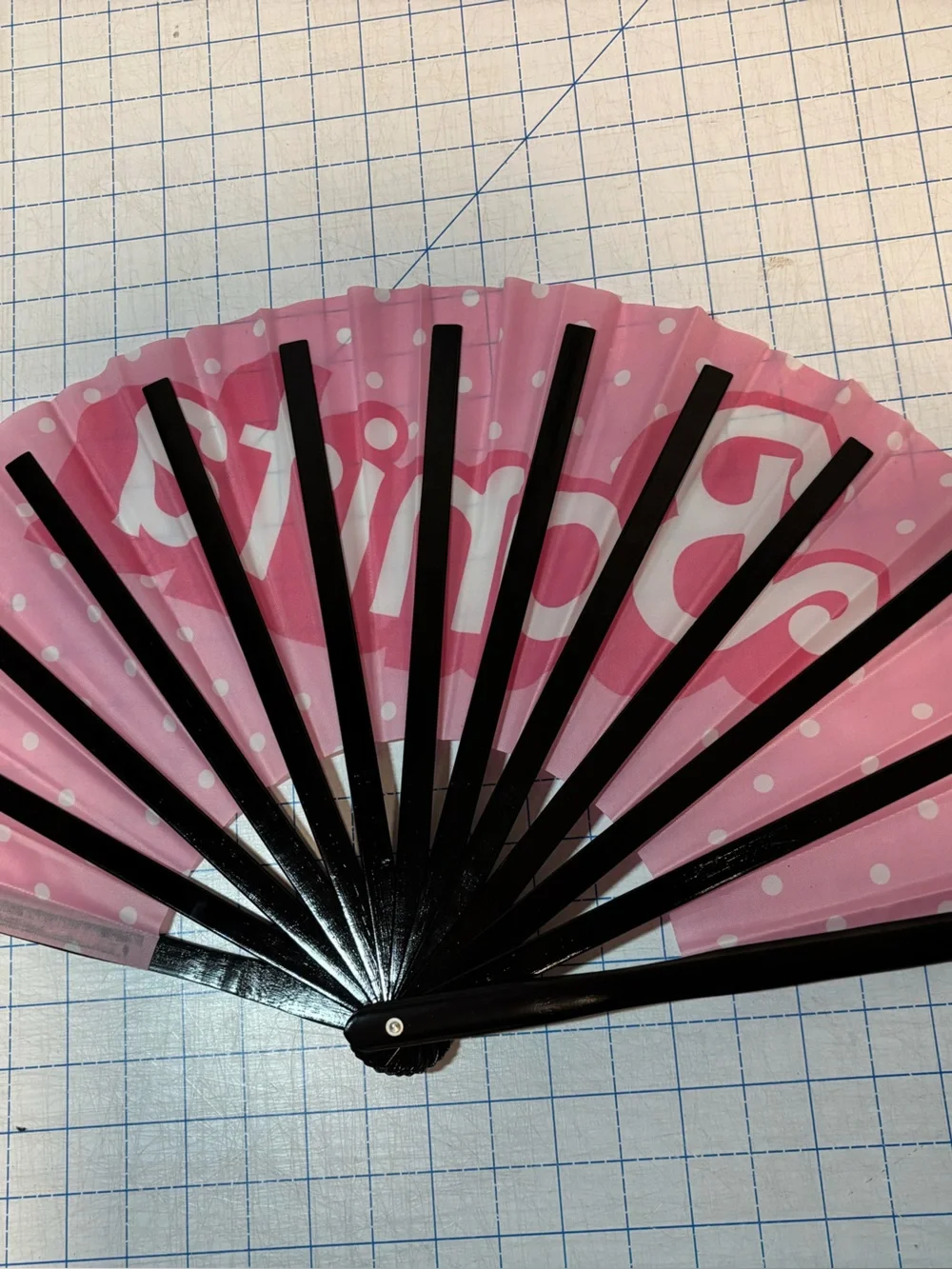 Pink Polka Dot Folding Hand Fan - Compact Party Accessory